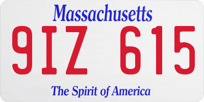MA license plate 9IZ615