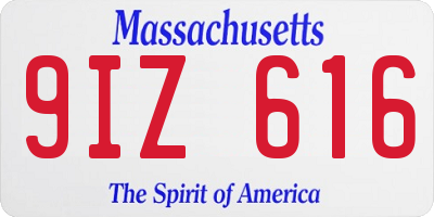 MA license plate 9IZ616