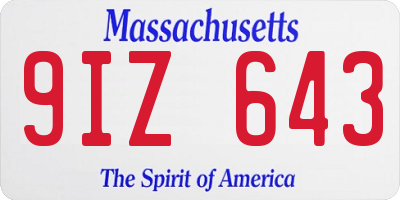 MA license plate 9IZ643