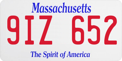 MA license plate 9IZ652