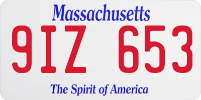 MA license plate 9IZ653