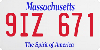 MA license plate 9IZ671