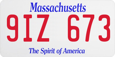 MA license plate 9IZ673
