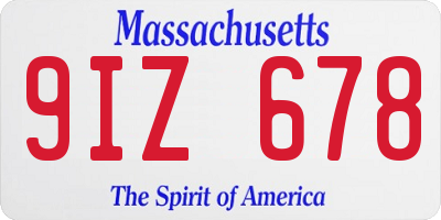 MA license plate 9IZ678