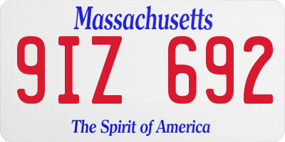 MA license plate 9IZ692