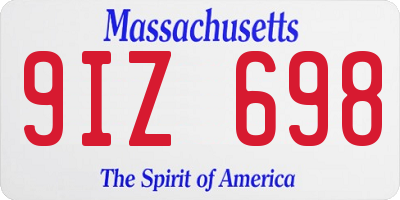 MA license plate 9IZ698
