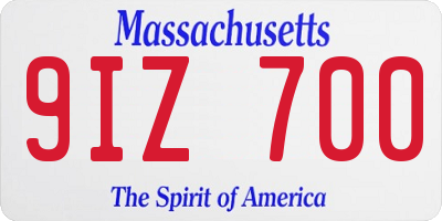 MA license plate 9IZ700