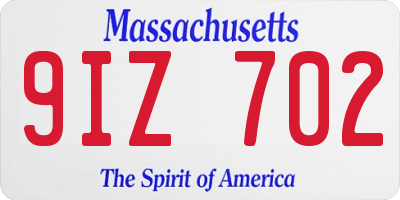 MA license plate 9IZ702