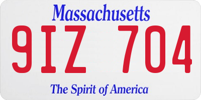 MA license plate 9IZ704