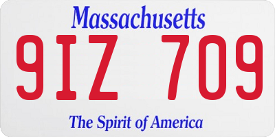 MA license plate 9IZ709