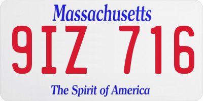 MA license plate 9IZ716