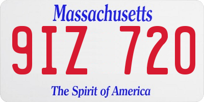 MA license plate 9IZ720