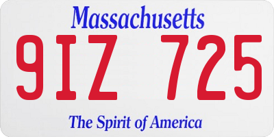 MA license plate 9IZ725