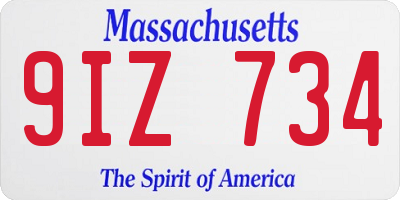 MA license plate 9IZ734