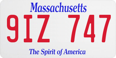 MA license plate 9IZ747