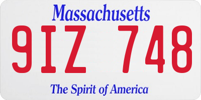 MA license plate 9IZ748