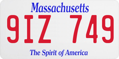 MA license plate 9IZ749