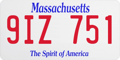 MA license plate 9IZ751