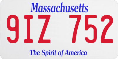 MA license plate 9IZ752