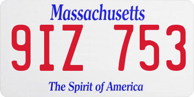 MA license plate 9IZ753