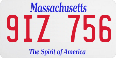 MA license plate 9IZ756