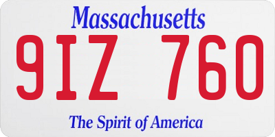 MA license plate 9IZ760