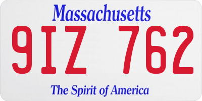 MA license plate 9IZ762