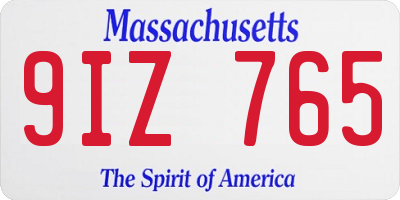 MA license plate 9IZ765