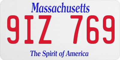 MA license plate 9IZ769