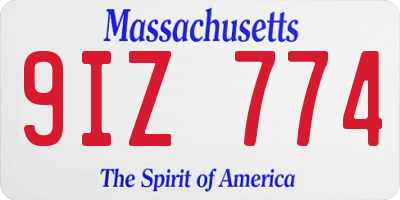 MA license plate 9IZ774
