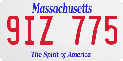 MA license plate 9IZ775