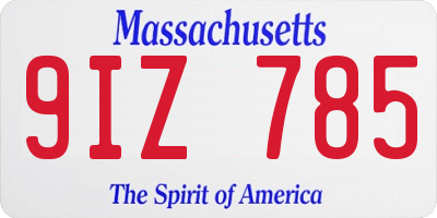 MA license plate 9IZ785