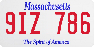 MA license plate 9IZ786