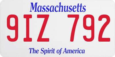 MA license plate 9IZ792