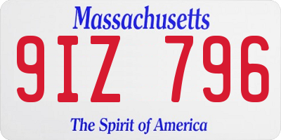 MA license plate 9IZ796