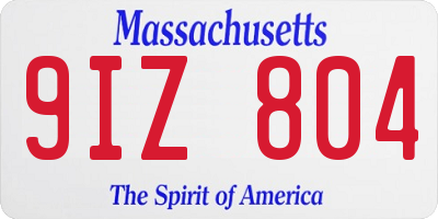 MA license plate 9IZ804
