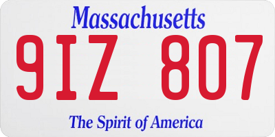 MA license plate 9IZ807