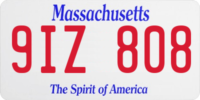 MA license plate 9IZ808