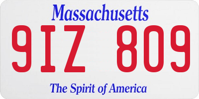 MA license plate 9IZ809