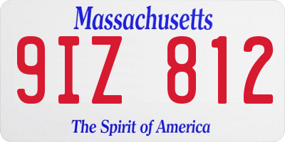MA license plate 9IZ812
