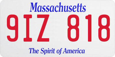 MA license plate 9IZ818