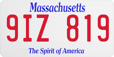 MA license plate 9IZ819