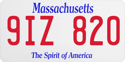 MA license plate 9IZ820