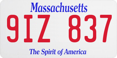 MA license plate 9IZ837