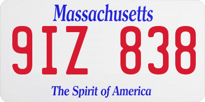 MA license plate 9IZ838
