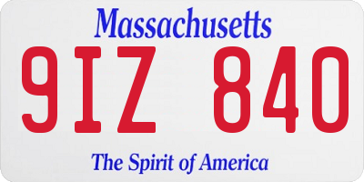 MA license plate 9IZ840