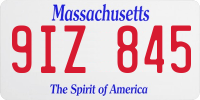 MA license plate 9IZ845