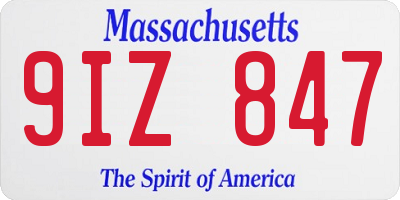 MA license plate 9IZ847