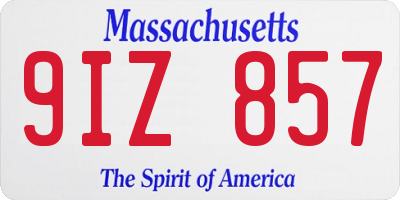 MA license plate 9IZ857