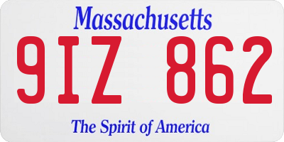 MA license plate 9IZ862